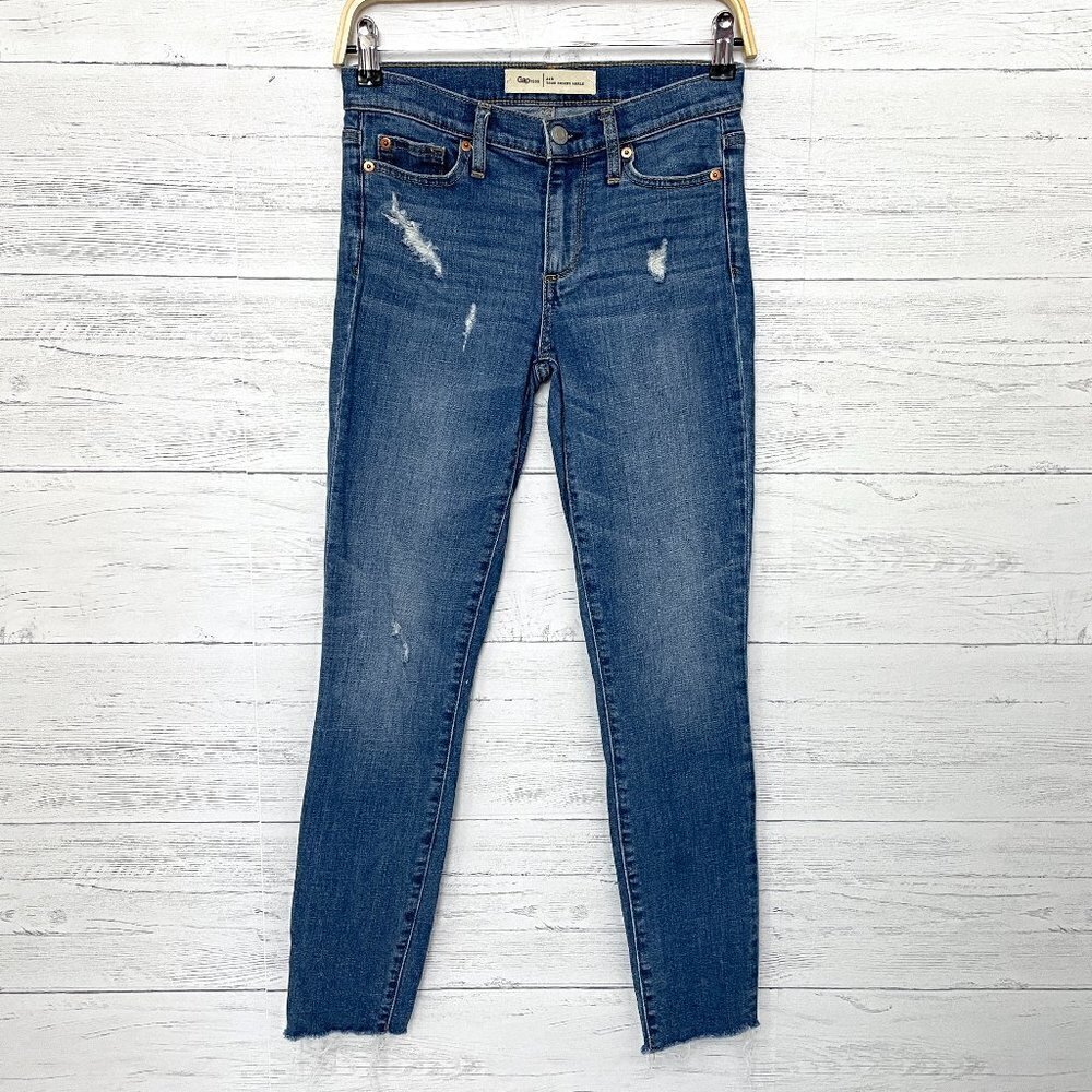 Gap 1969 Jeans Women's True Skinny Ankle Distressed size 24R length 27"